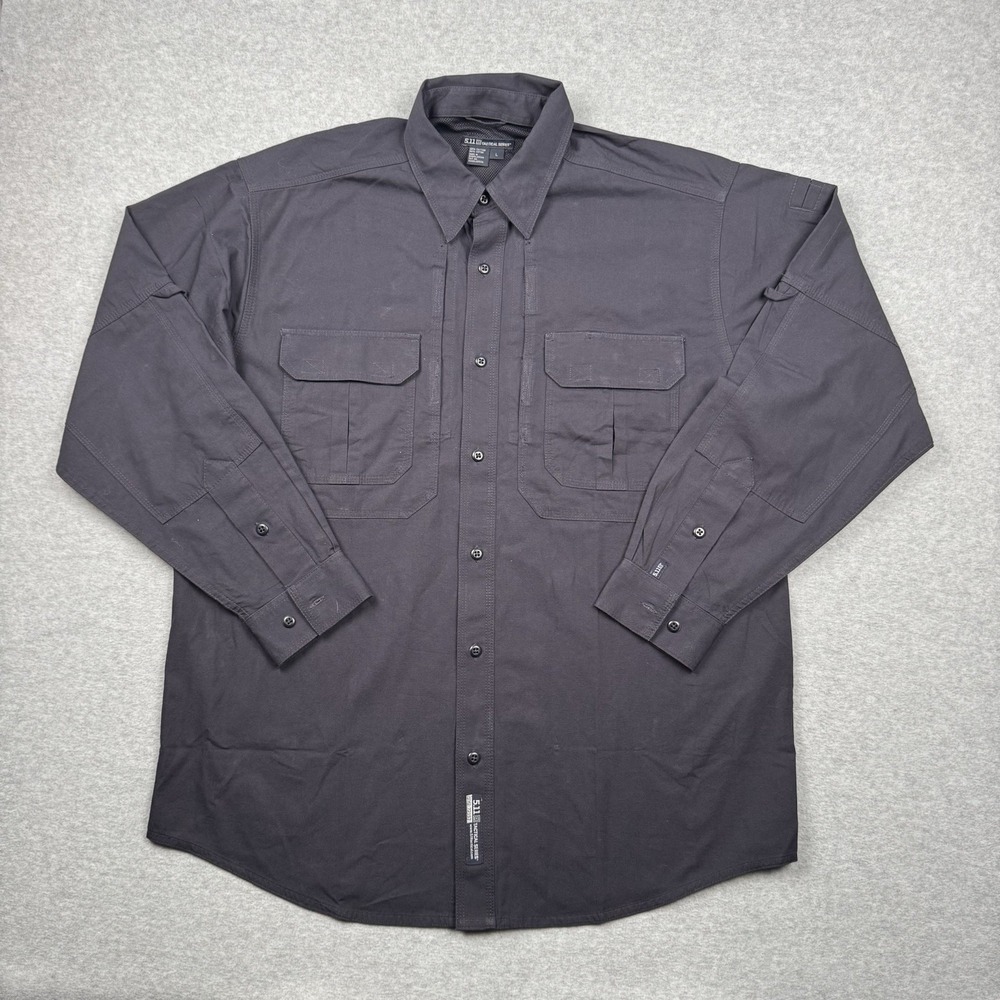 5.11 Tactical Shirt Men's Large Blue Navy Vented Button  Down Utility 511 Canvas